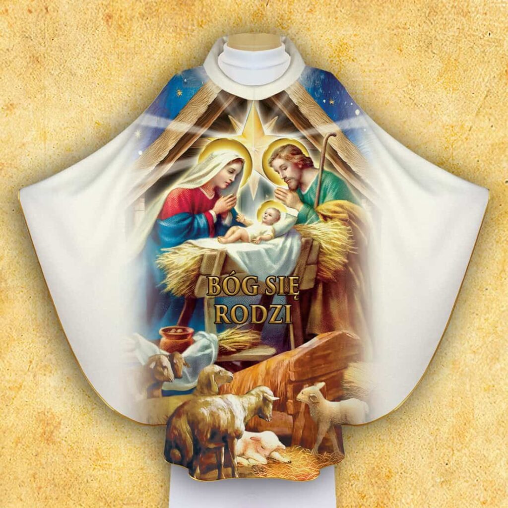Casulla impresa para Navidad