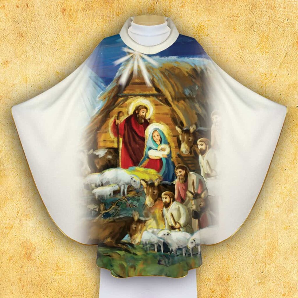 Casulla impresa para Navidad