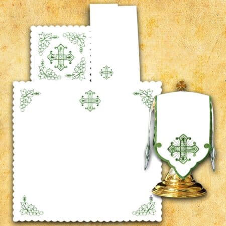 Ropa de altar para el cáliz bordada verde