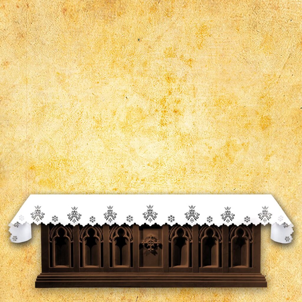 Mantel de altar calado Misterio de la Virgen María