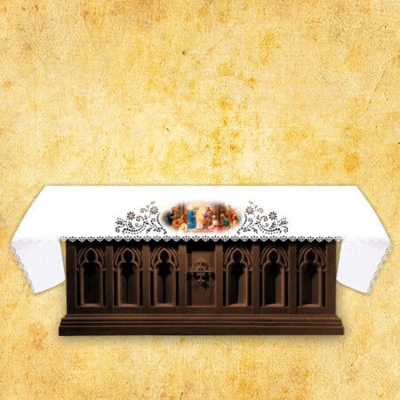 Mantel de altar calado estilo Richelieu con impresión