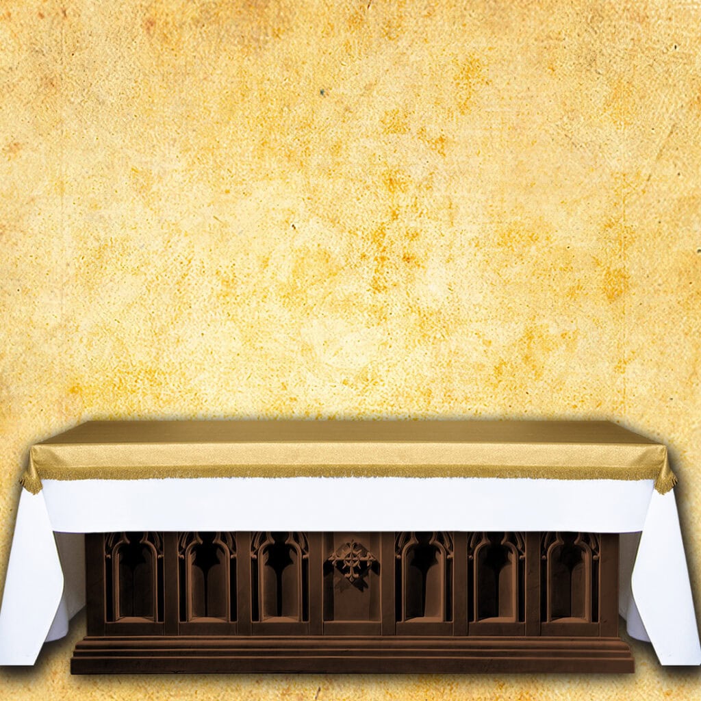 Cubierta de altar de purpurina dorada