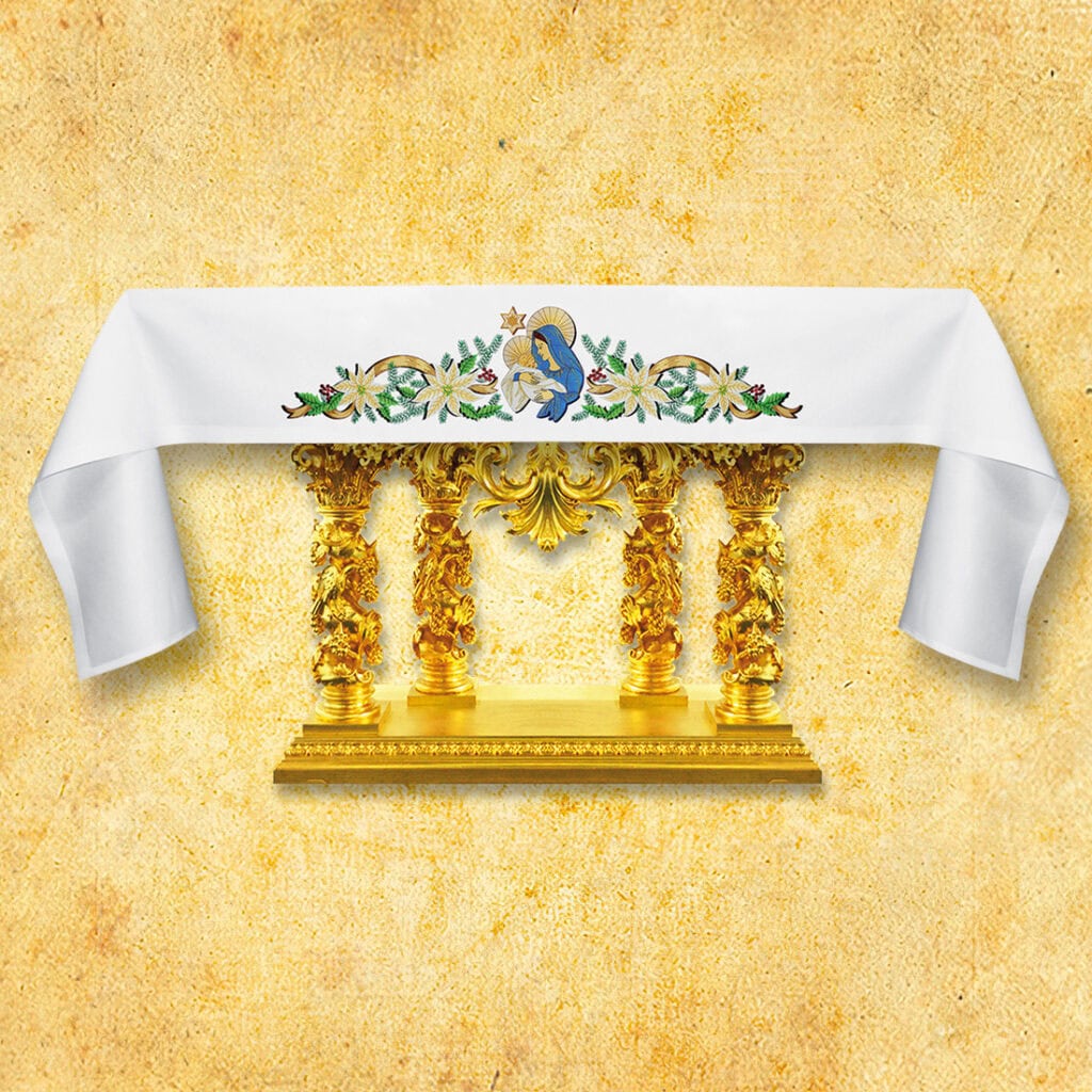 mantel de altar con bordado