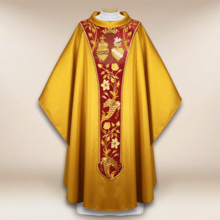 Casulla litúrgica Corazón de Jesús y María