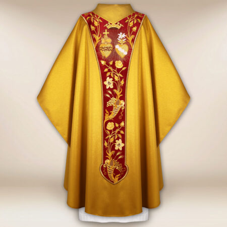 Casulla litúrgica Corazón de Jesús y María