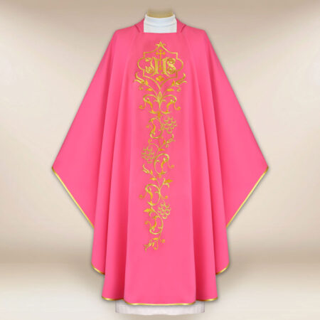 Casulla bordada litúrgica rosa