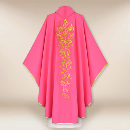 Casulla bordada litúrgica rosa