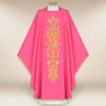 Casulla bordada litúrgica rosa