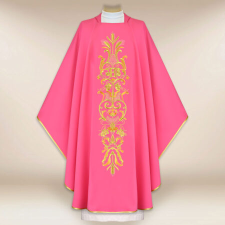 Casulla bordada litúrgica rosa
