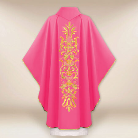 Casulla bordada litúrgica rosa