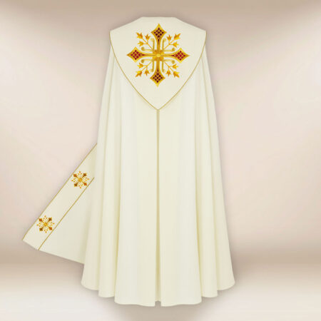 Capa pluvial bordada elegante con cruces bordadas