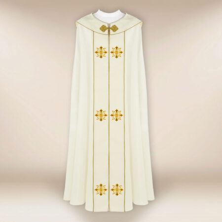 Capa pluvial bordada elegante con cruces bordadas