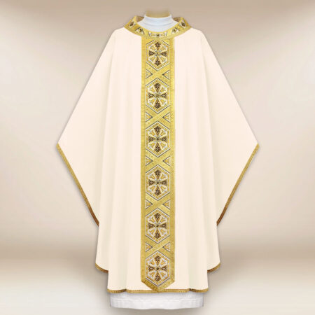 Casulla bordada ecru con cruces