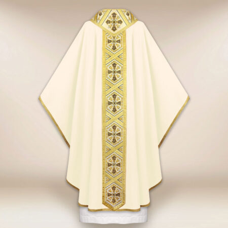 Casulla bordada ecru con cruces