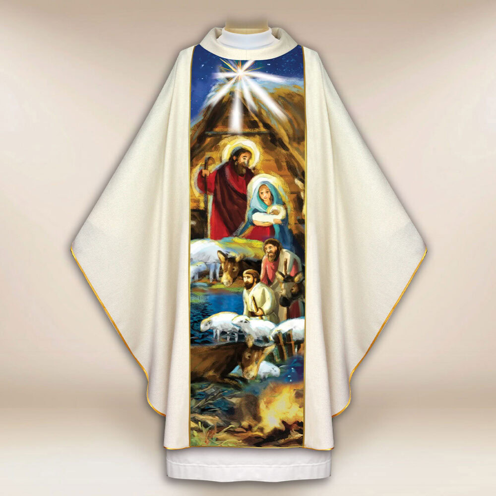Casulla impresa para Navidad