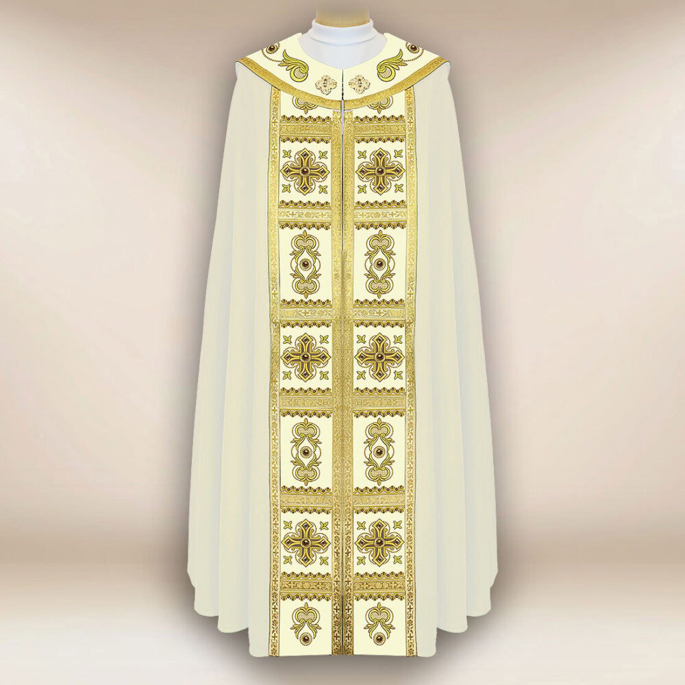 Capa pluvial ecru con cruces