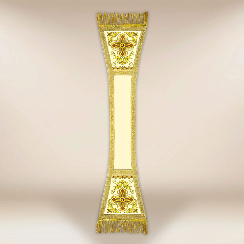 Manípulo bordado ecru con cruces