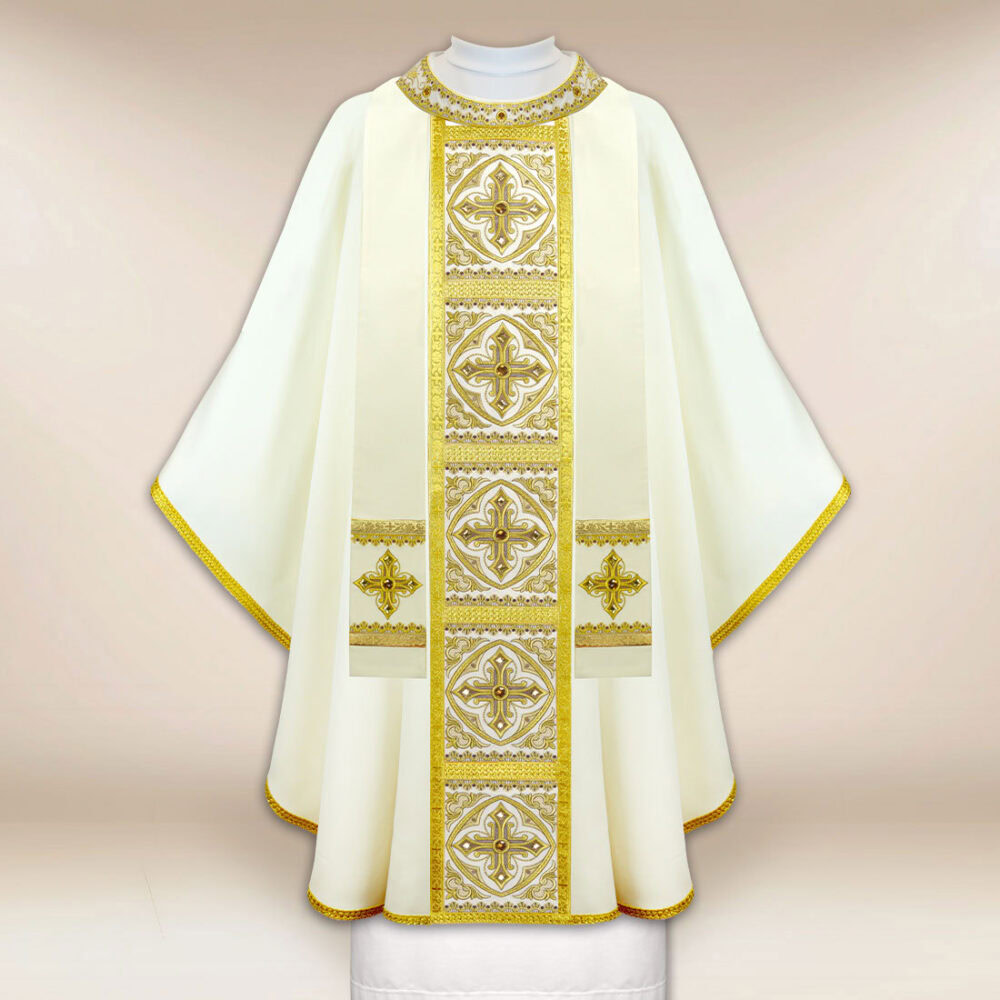 Casulla bordada ecru con cruces