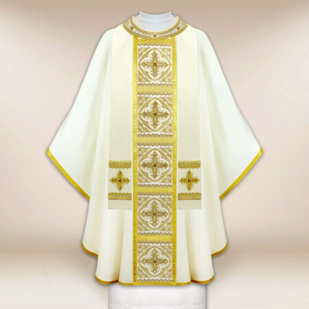 Casulla bordada ecru con cruces