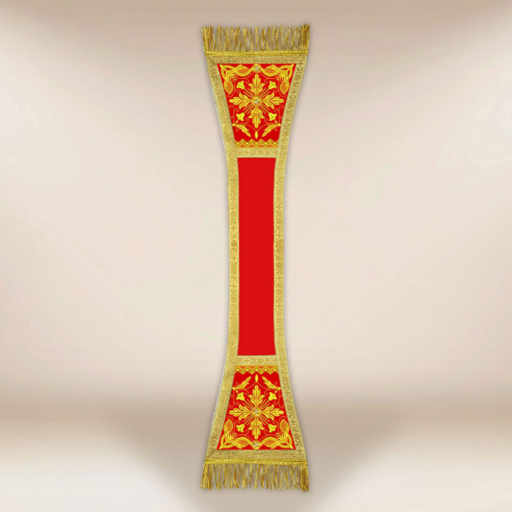 Manípulo litúrgico rojo bordado