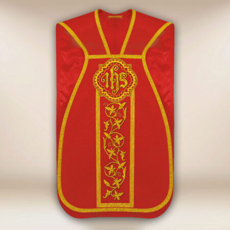 Casulla romana bordada roja