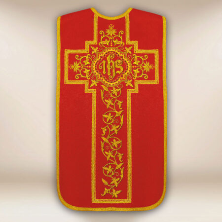 Casulla romana bordada roja