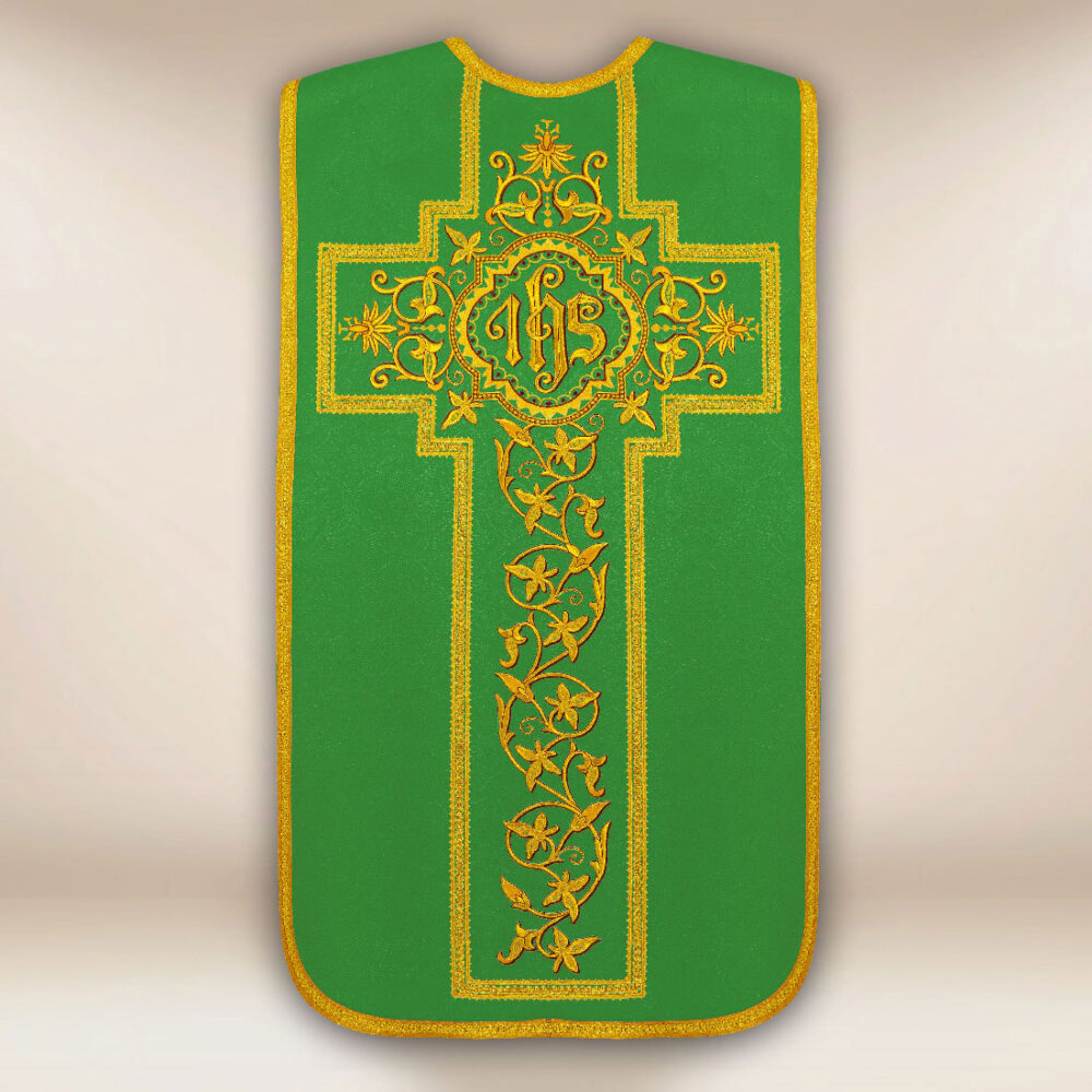 Ornat rzymski haftowany zielony