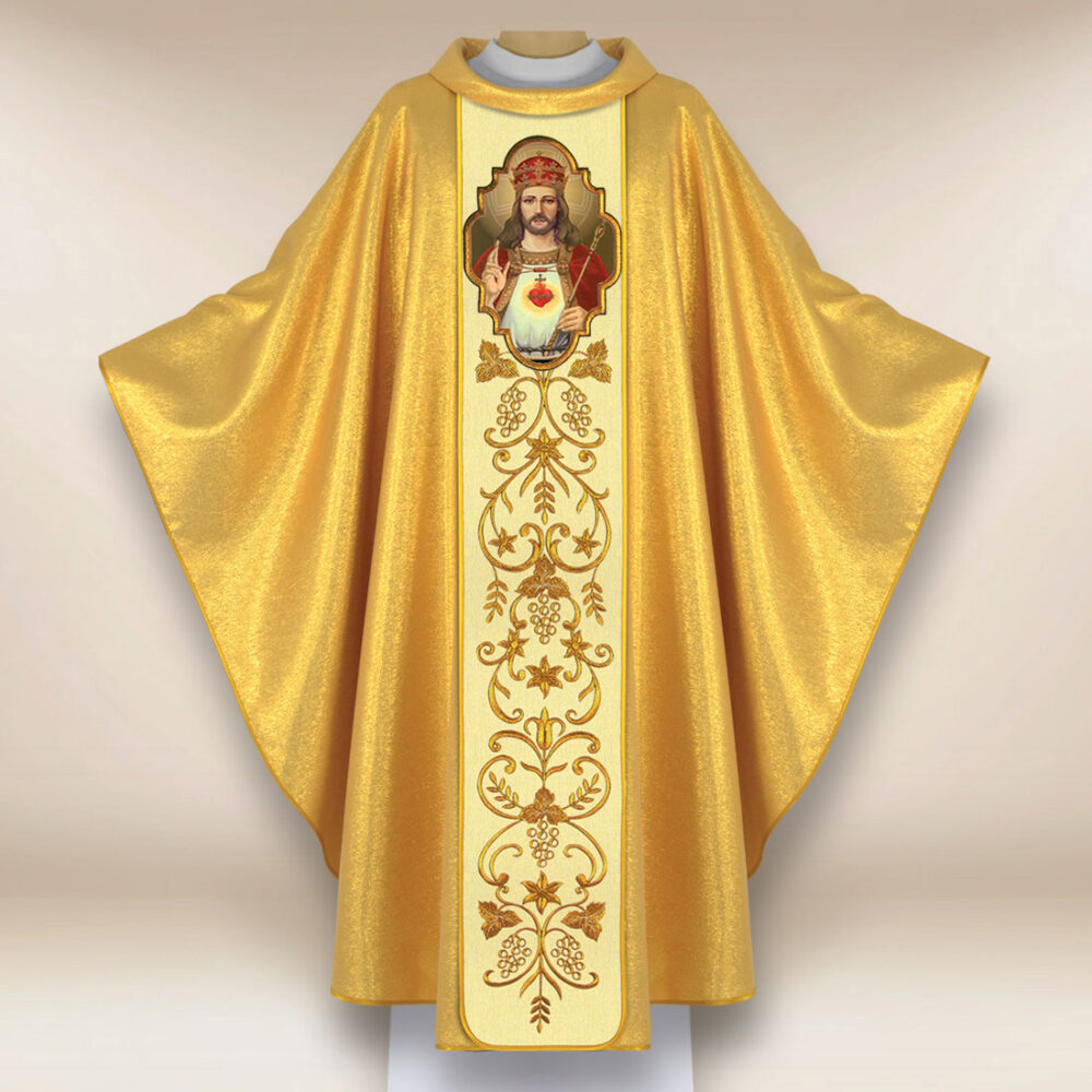 Casulla con imagen de Cristo Rey