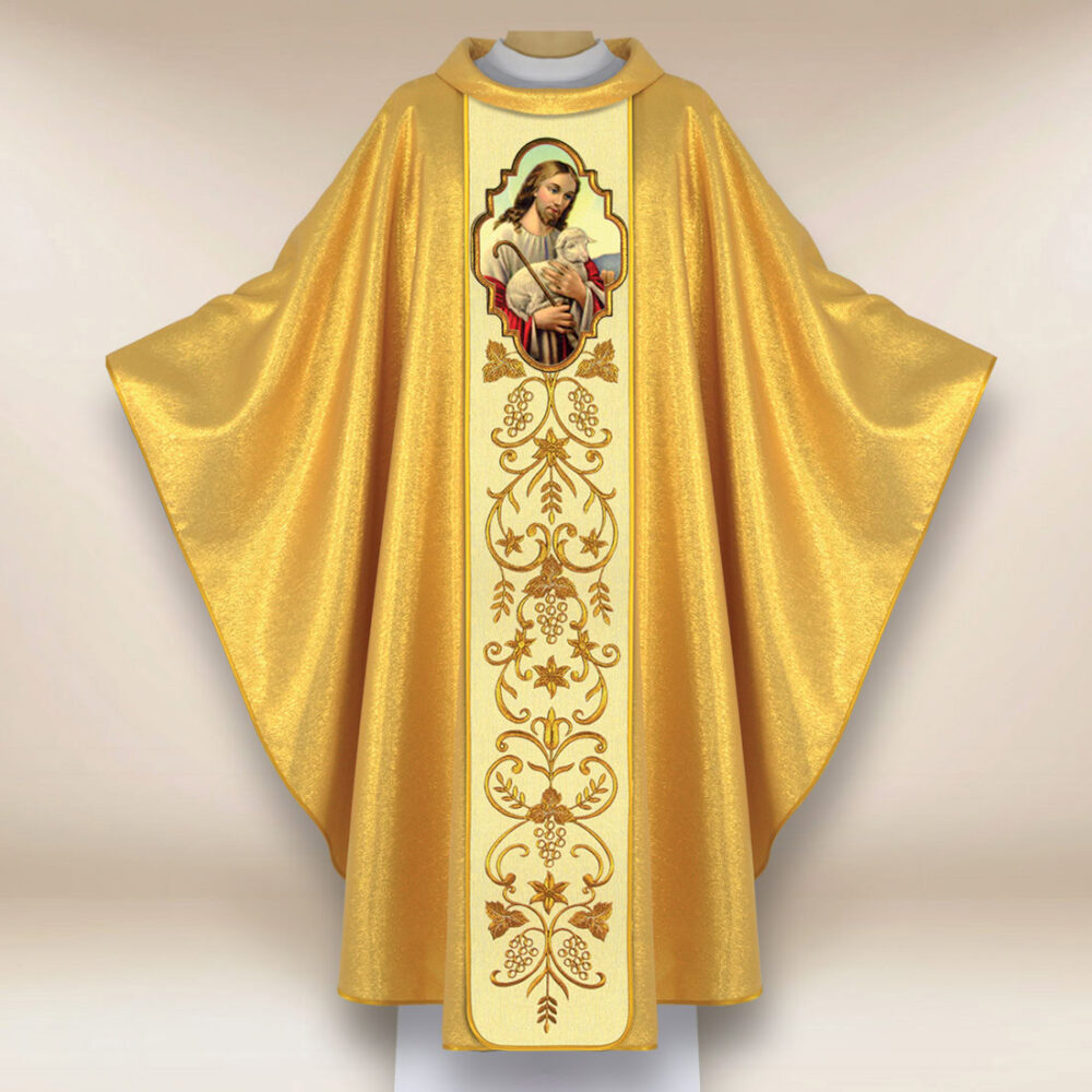 Casulla con la imagen de Jesús Buen Pastor