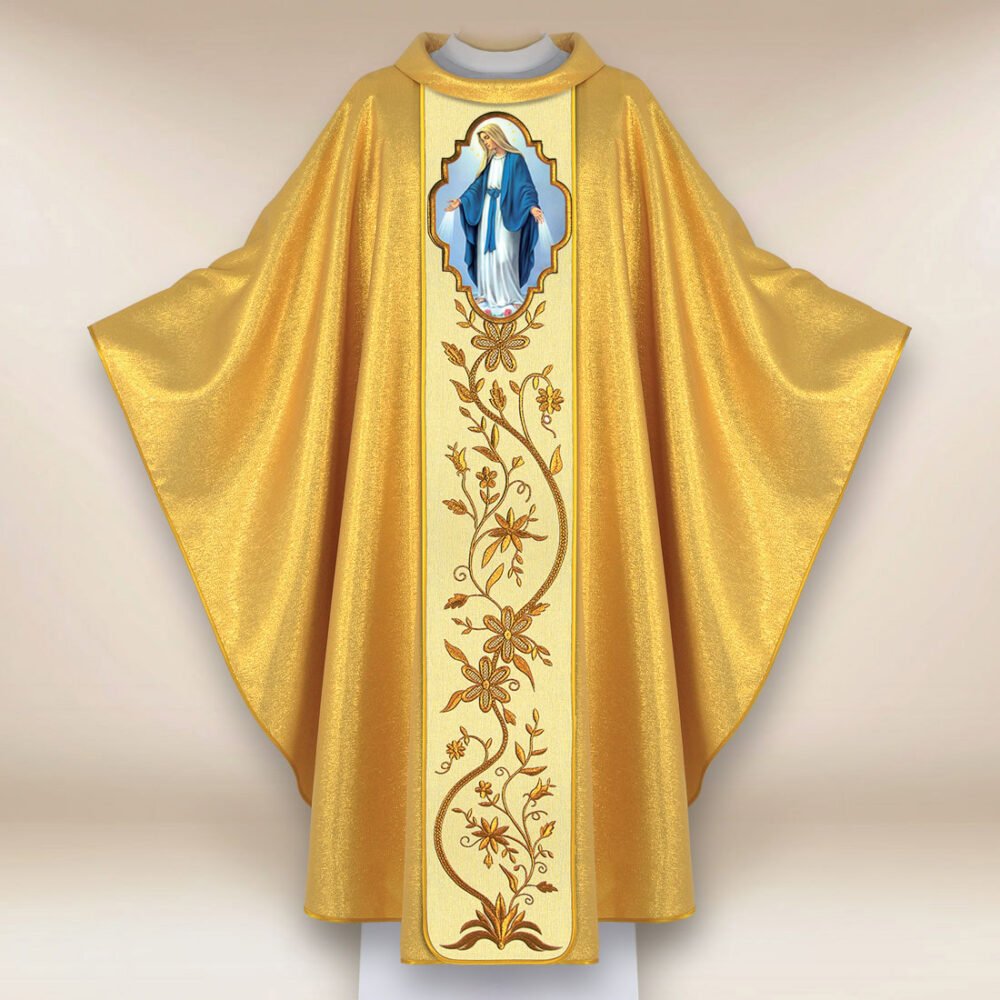 Casulla con imagen de la Madre de Dios Inmaculada
