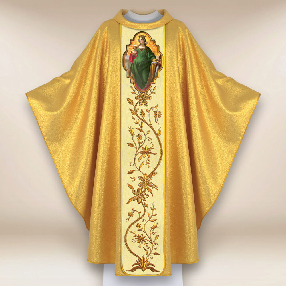 Casulla con imagen de San Bárbara