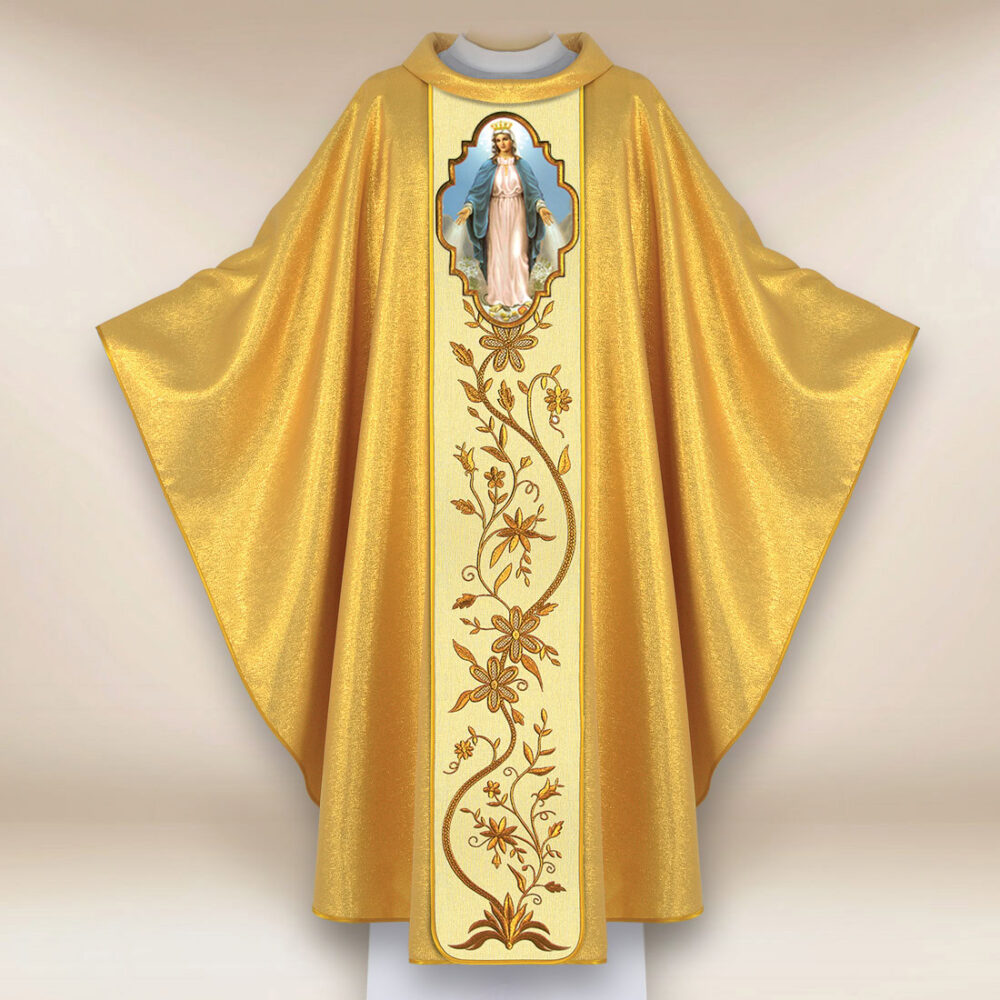 Casulla con imagen de la Madre de Dios Inmaculada