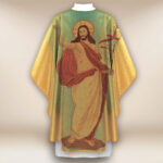 Casulla dorada con imagen Jesús Resucitado