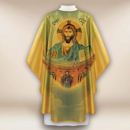 Casulla dorada con imagen del Pantokrator de Cefalù
