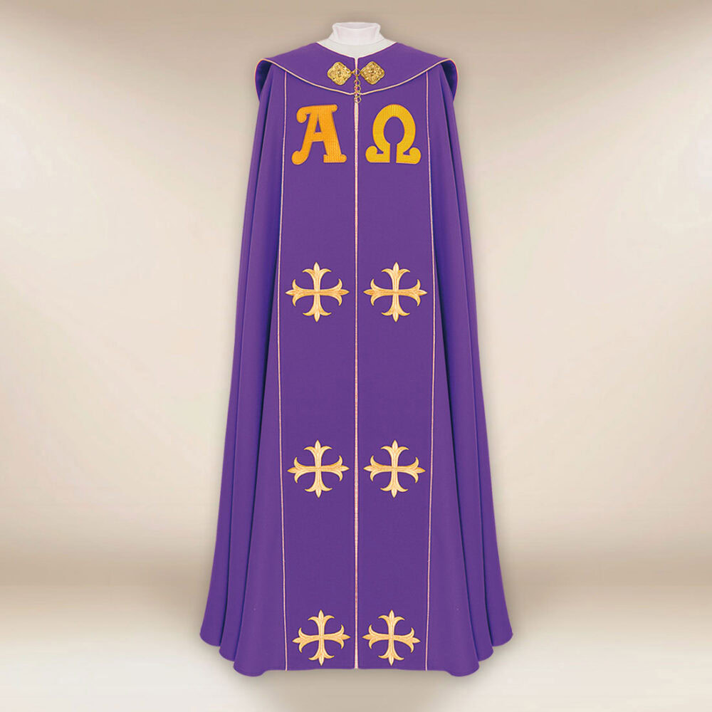 Capa bordada violeta Alfa Omega PX