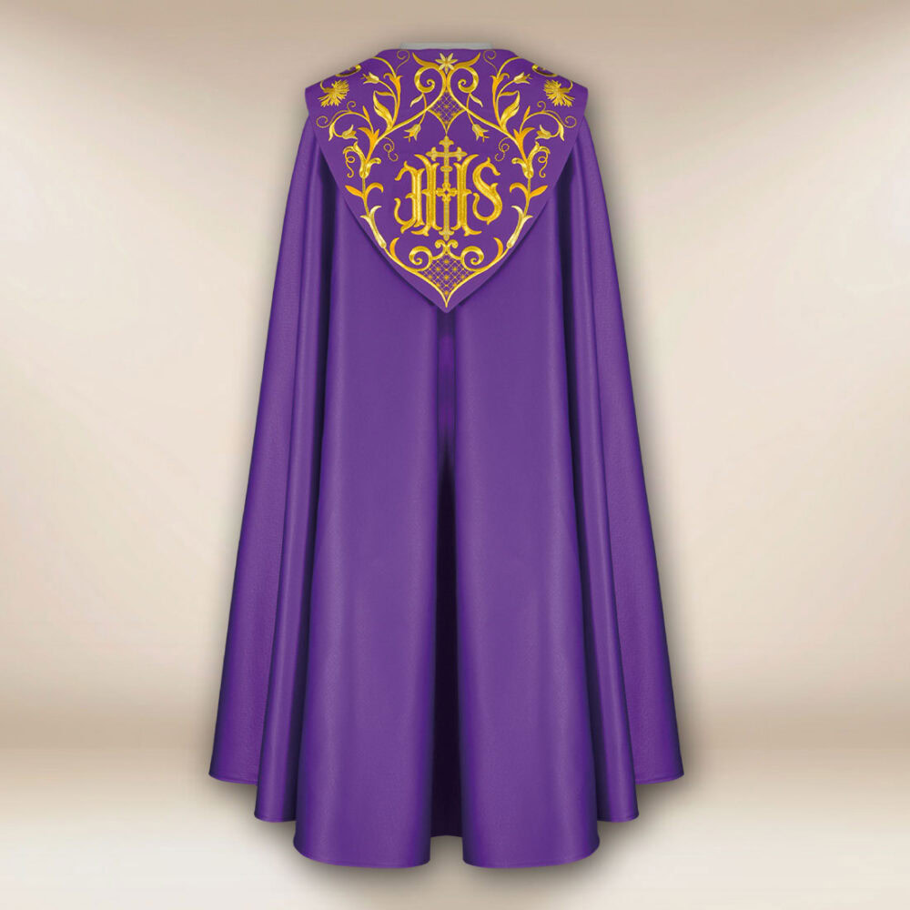 Capa pluvial bordada morada IHS