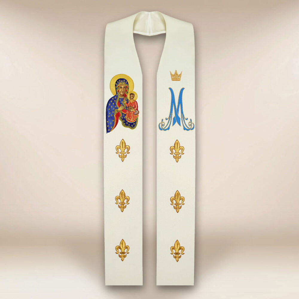 Estola bordada con la imagen de la Madonna de Czestochowa