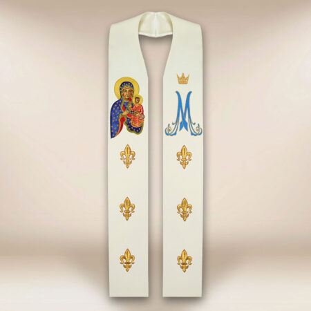 Estola bordada con la imagen de la Madonna de Czestochowa