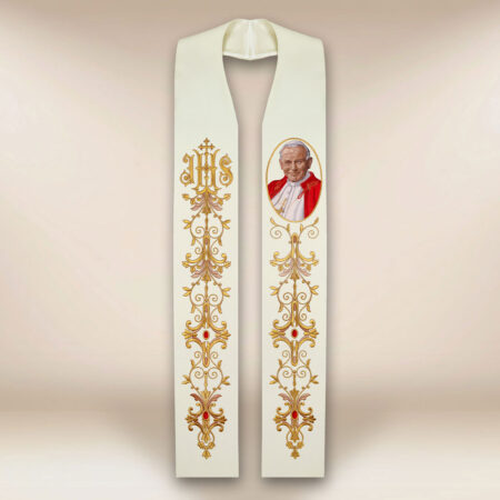 Estola bordada con la imagen de San Juan Pablo II