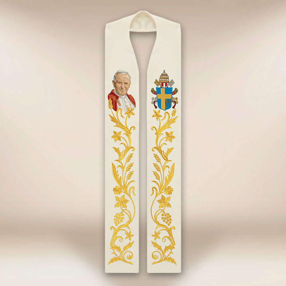 Estola bordada con la imagen de San Juan Pablo II