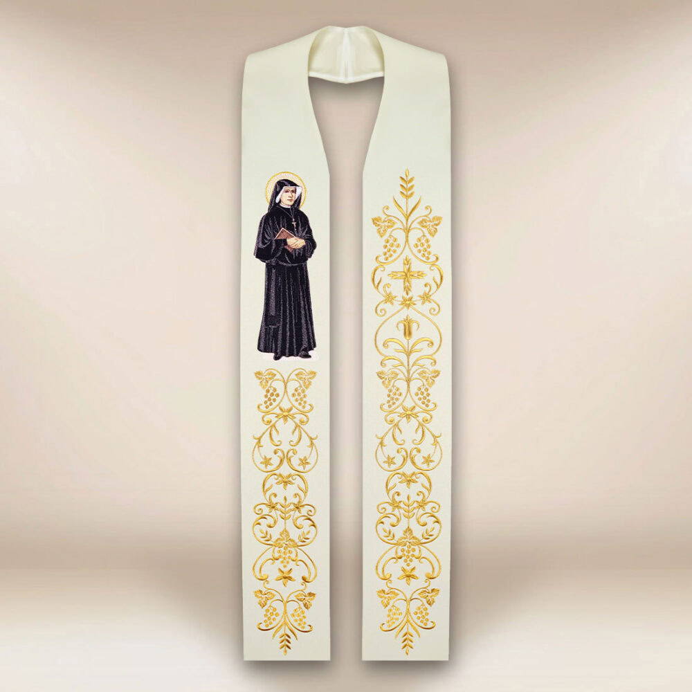 Estola bordada con la imagen de San Faustina