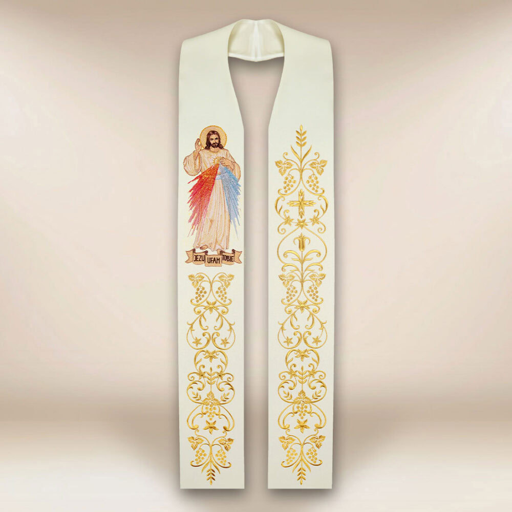 Estola bordada con la imagen de Jesús Misericordioso
