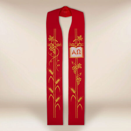 Estola bordada Alfa Omega roja
