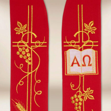 Estola bordada Alfa Omega roja