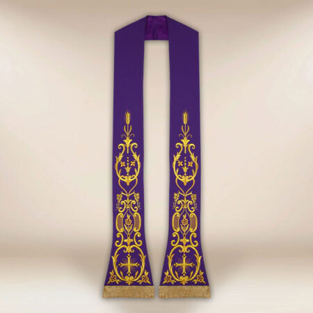 Estola litúrgica bordada Cruz morada