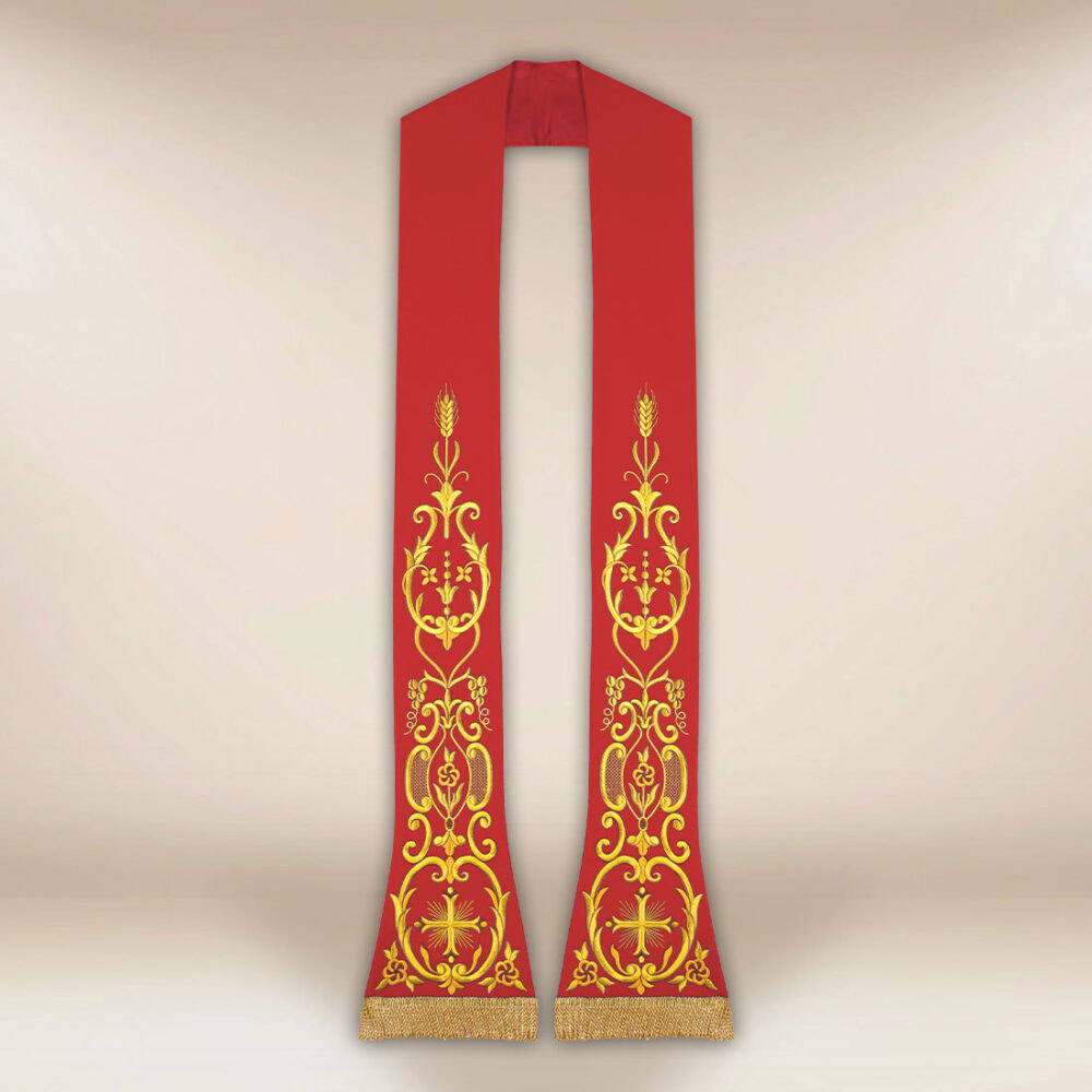 Estola litúrgica bordada Cruz roja