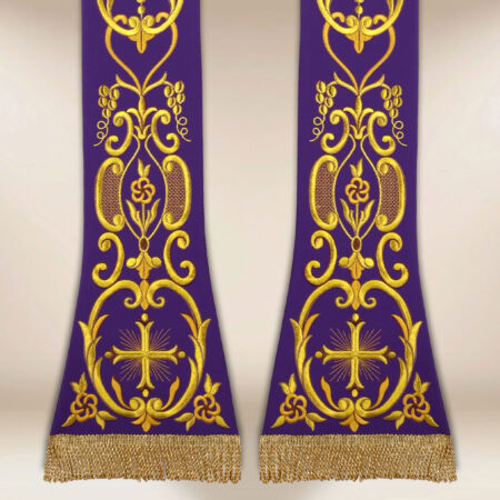 Estola litúrgica bordada Cruz morada