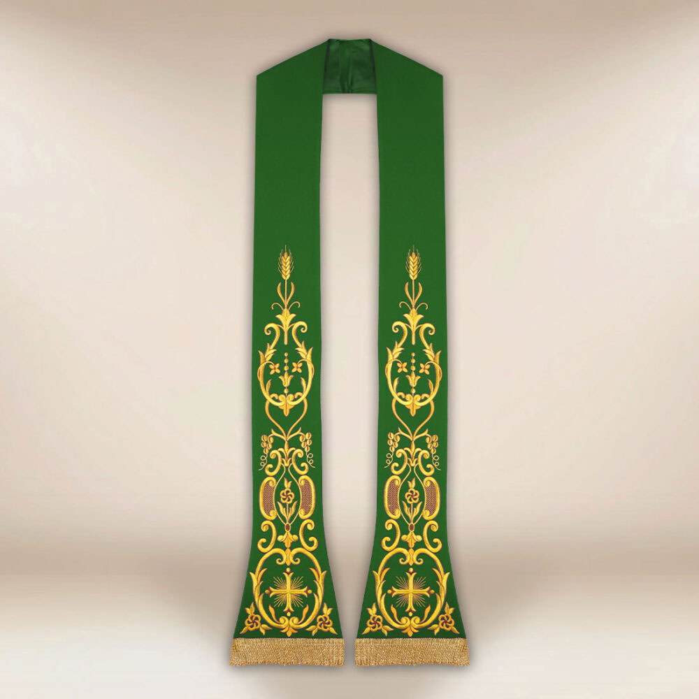 Estola litúrgica bordada Cruz verde