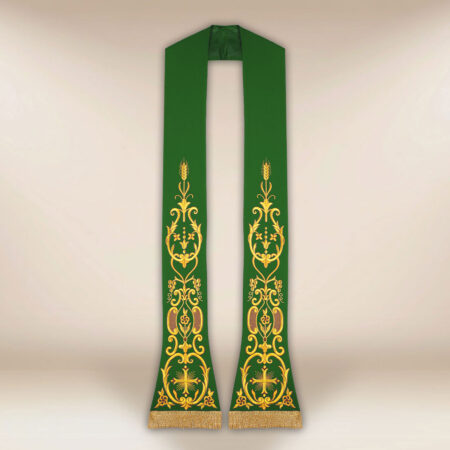 Estola litúrgica bordada Cruz verde