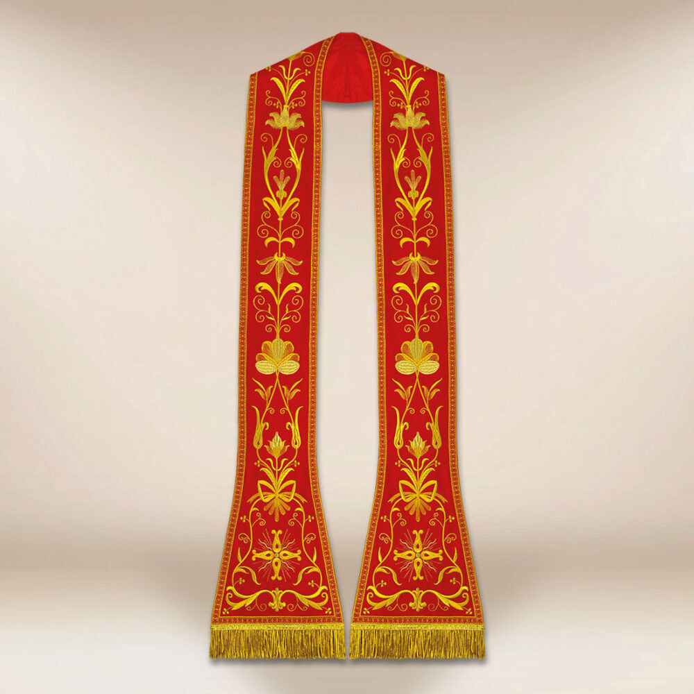 Estola bordada romana roja